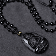 Load image into Gallery viewer, Black Obsidian - Buddha  Necklace for Wealth &amp; Protection
