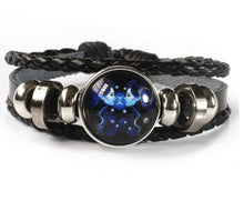 Load image into Gallery viewer, Luminous Zodiac Stones - Leather Chakra Bracelet
