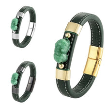 Load image into Gallery viewer, *Special Edition* Jade &amp; LEATHER Pi Xiu - Feng Shui Wealth &amp; Luck Bracelet
