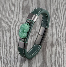 Load image into Gallery viewer, *Special Edition* Jade &amp; LEATHER Pi Xiu - Feng Shui Wealth &amp; Luck Bracelet
