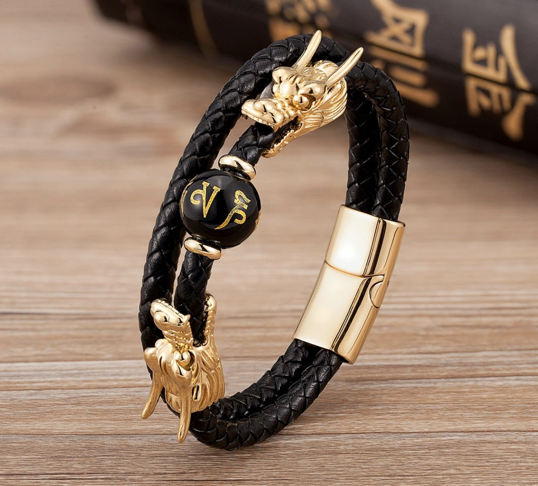 *Special Edition* LEATHER Double Dragon - Feng Shui Wealth & Luck Charm