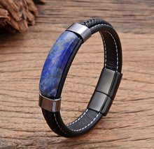 Load image into Gallery viewer, Natural Crystal GemStone - Leather Bracelet
