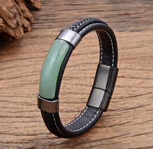 Load image into Gallery viewer, Natural Crystal GemStone - Leather Bracelet
