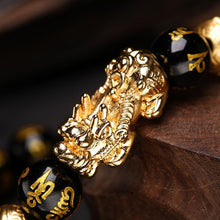 Load image into Gallery viewer, Black Obsidian Pi Xiu - Feng Shui Bracelet for Wealth &amp; Luck
