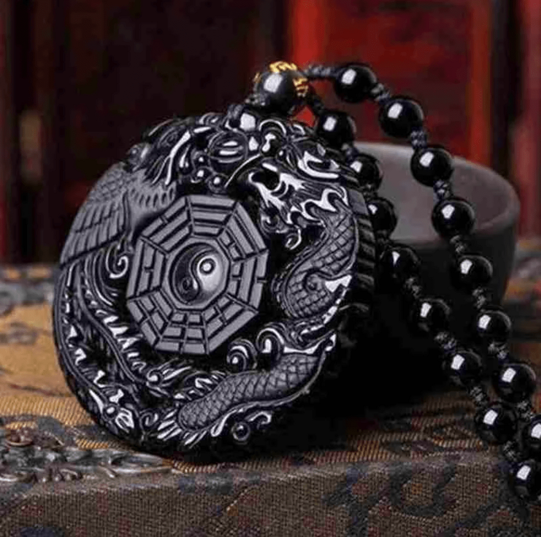 Ying Yang Balance & Wealth - Black Obsidian Necklace