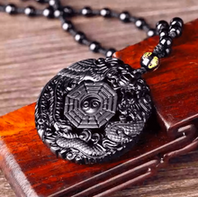 Load image into Gallery viewer, Ying Yang Balance &amp; Wealth - Black Obsidian Necklace
