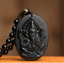 Load image into Gallery viewer, Elephant Wisdom - Black Obsidian Pendant
