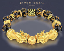 Load image into Gallery viewer, Feng Shui Double Pi Xiu - Black Obsidian Wealth Bracelet
