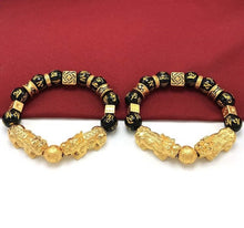 Load image into Gallery viewer, Feng Shui Double Pi Xiu - Black Obsidian Wealth Bracelet
