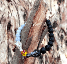 Load image into Gallery viewer, Ying-Yang Dragon - Lava &amp; Howlite Stone Bracelet
