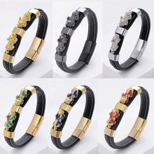 Load image into Gallery viewer, Double Pi Xiu - Feng Shui Wealth &amp; Luck Leather Bracelet
