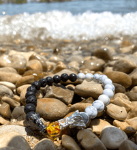 Load image into Gallery viewer, Ying-Yang Dragon - Lava &amp; Howlite Stone Bracelet
