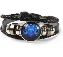Load image into Gallery viewer, Luminous Zodiac Stone - Leather Chakra Bracelet
